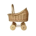 thumbnail image 1 of Woven Rattan Stroller Shaped Flower Basket with Handle, Vintage Wicker Baby Carriage Planter for Photography Props, Wedding Parties, Home Decor, 1 of 6