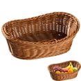 thumbnail image 1 of Woven Rattan Style Bread and Fruit Basket, Rectangular Serving Tray for Dining Table, Stackable Plastic Wicker Crate for Home Restaurant and Picnic, 1 of 5