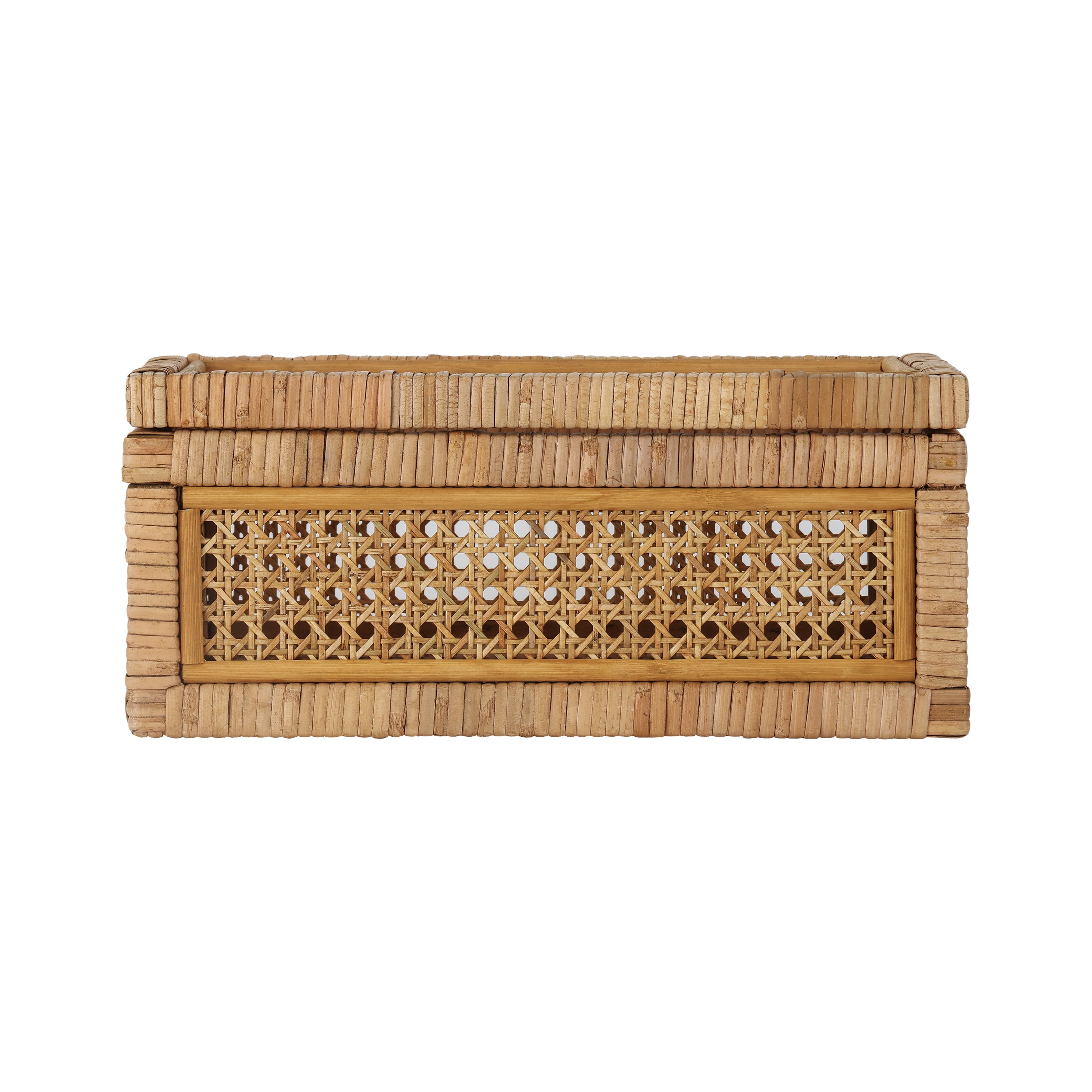 Home Decor Collection, Sterling & Noble Home Woven Rattan and Glass Decorative Tabletop Box