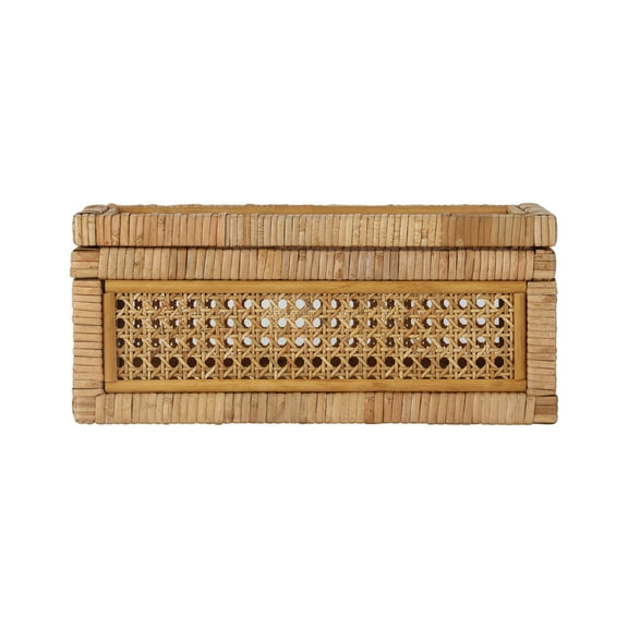 Home Decor Collection, Sterling & Noble Home Woven Rattan and Glass Decorative Tabletop Box