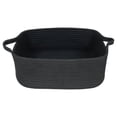 thumbnail image 1 of Woven Rectangular Storage Basket With Handles, Black, For Nursery And Pet Toy Organizing, Empty With Ribbons, Natural Rope, 1 of 9