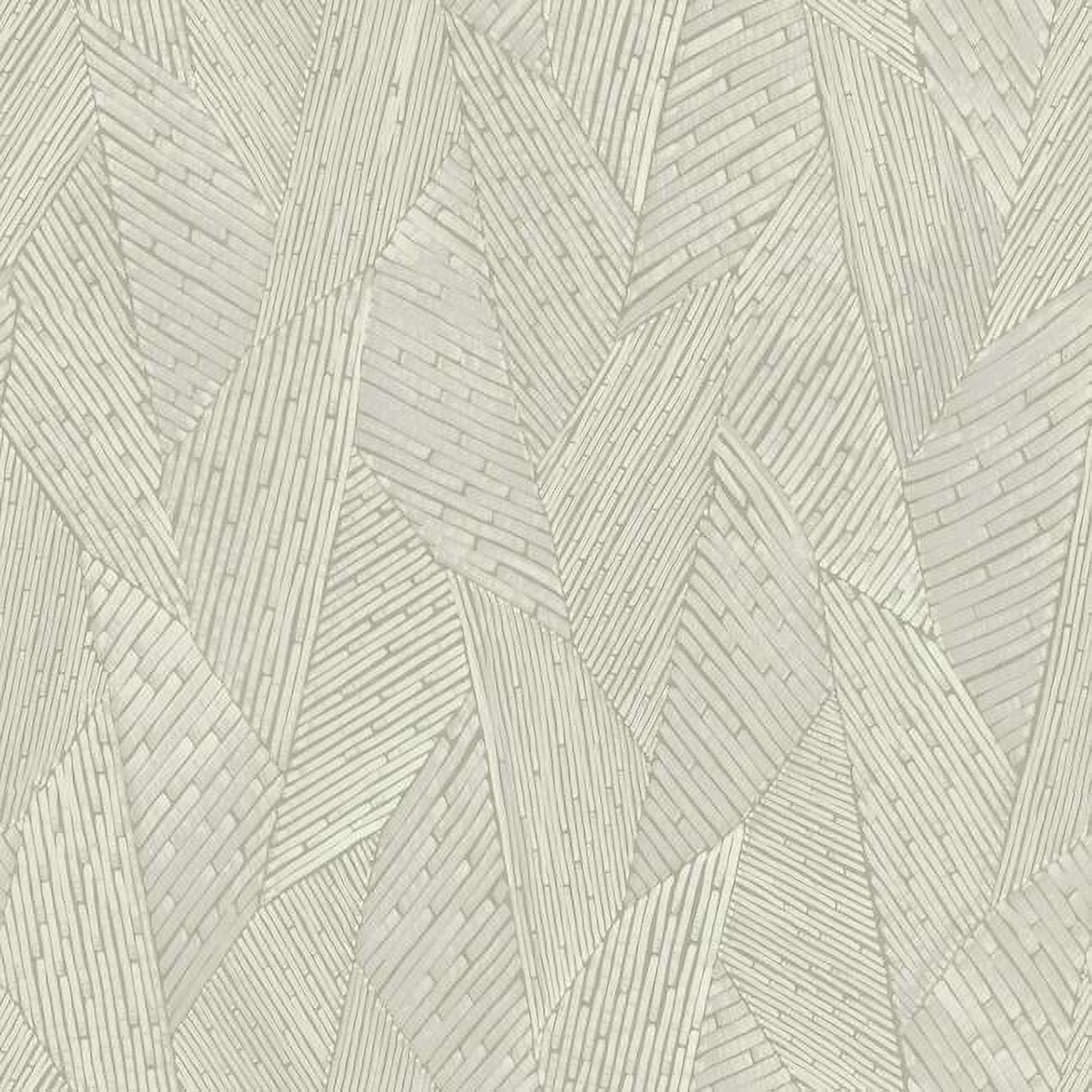 Taupe and White Woven Reed Stitch Peel and Stick Wallpaper
