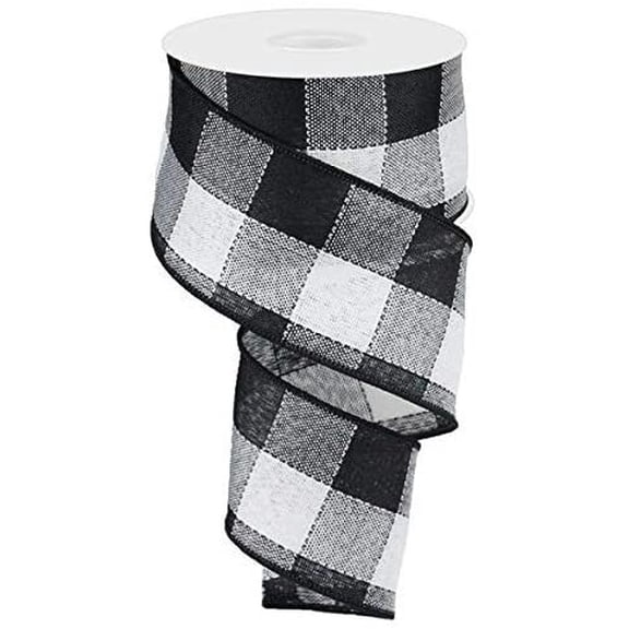 Woven Ribbon, 2.5" Wide x 10 Yards, Black White Large Buffalo Check Ribbon : Lumberjack Party Supplies :
