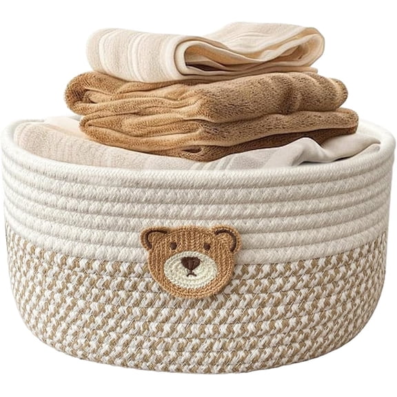 Woven Rope Baskets for Storage, & Linen Farmhouse Decor Bins - Natural Handmade Organizer Baskets for Shelves, Toys, Blankets, Nursery & Bathroom - Collapsible Closet Storage Boxes(Without a towel)