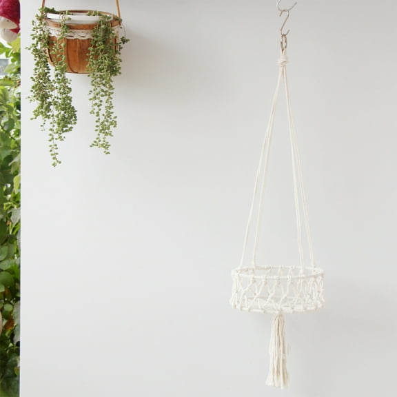 Woven Rope Hanging Shelf for Plants, Floating Indoor Planter Display Rack, Nylon String Flowerpot Stand for Wall Window Fence, Storage Floating Shelves for Home