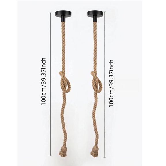 Woven Rope Pendant Light with E26/E27 Base, Hardwired Rustic Ceiling Fixture, Bulb Excluded