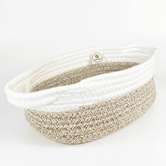 Furkeeper Woven Rope Storage Basket, Two-Tone