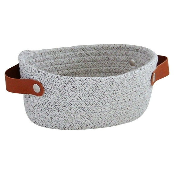 Stylish Rope Storage Basket with Leather Handles for Home Organization & Decoration, Versatile Entryway, Living Room, Bedroom or Nursery Organizer Container