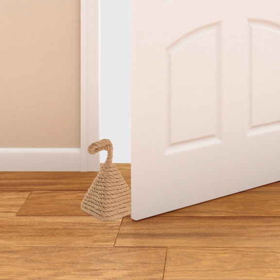 Woven Rope Weighted Door Stopper Light Brown Cotton Linen Decorative Door