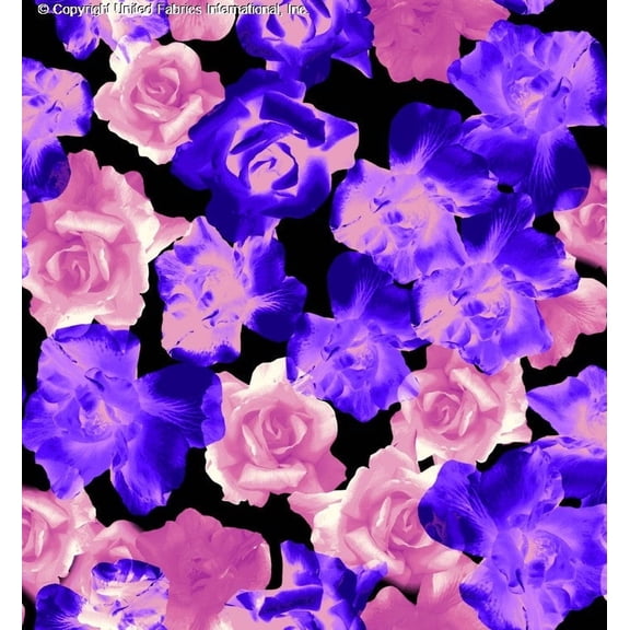 Woven Rose Fabric by the Yard - Large Floral Print Chiffon for Dressmaking Sewing (PURPLE/ROSE/PINK, HalfaYard)