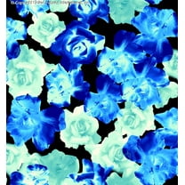 Woven Rose Fabric by the Yard - Large Floral Print Chiffon for Dressmaking Sewing (ROYAL/TURQ/AQUA, HalfaYard)