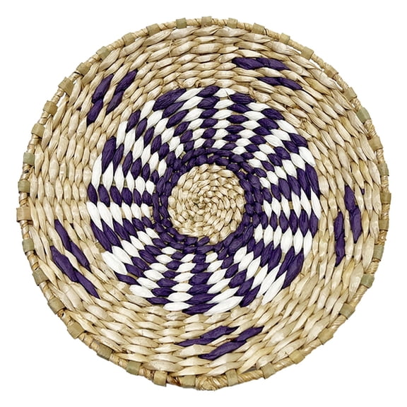 Woven Round Flat Seagrass Wall Basket Decor Boho Rattan Ethnic Circle Wicker Art-d2-m(25cm/9.84")