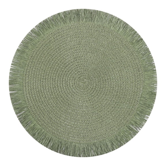 Woven Round Placemat by Colanlan, Spring Round Paper Placemats Style Placemats Table Mats Woven Placemats Suitable for Kitchen Restaurant Home Farmhouse Valentine's, St. Patrick's, Easter Decor Green
