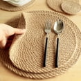 thumbnail image 1 of Woven Round Placemat Natural Jute Braided Table Mat Heat Resistant Protector for Dining Table Dish Pot Teapot Home Decor 9.4 Inch, 1 of 3