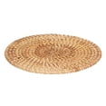 Woven Round Placemat Natural Rattan Braid Hot Insulation Placemat for Large Vessels Hot Dishes