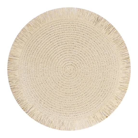 Woven Round Placemats Set, Heat Resistant Lace Table Mats for Dining, Rustic Farmhouse Kitchen Decor, Autumn Thanksgiving Christmas Table Decorations
