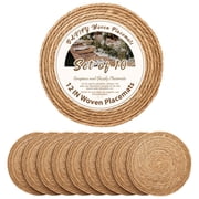 Round Woven Placemats Set of 10, 12 inch Boho Farmhouse Rustic Woven Place Mats for Dining Table Decor, Rattan Wicker Table Mats Chargers for Dinner Plates