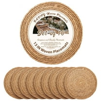 Round Woven Placemats Set of 10, 13 Inch Boho Farmhouse Rustic Woven Place Mats for Dining Table Decor, Rattan Wicker Table Mats Chargers for Dinner Plates