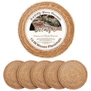 Round Woven Placemats Set of 6, 13 inch Boho Farmhouse Rustic Woven Place Mats for Dining Table Decor, Rattan Wicker Table Mats Chargers for Dinner Plates