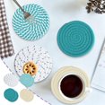 thumbnail image 1 of Woven Round Placemats Thermal Insulation Rope Cotton Heat Resistant Table Mats Durable Washable Coasters for Dining Table Kitchen Countertops Coffee Pots Bowls Indoor Outdoor Use, 1 of 7