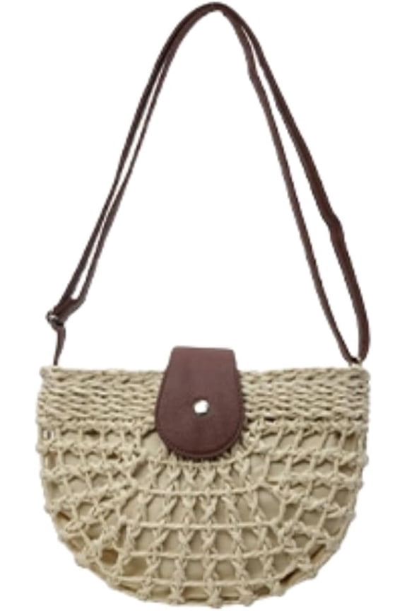 Woven Saddle Bag for Women - Versatile Casual Commute Crossbody Straw Bag, Adjustable Strap, 9.1x2.8x7.9 Inches
