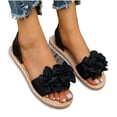thumbnail image 1 of Woven Sandals For Women Open Toe Slip On Floral Beach Vacation Shoes Comfortable Casual Stylish Footwear (9, Black), 1 of 5