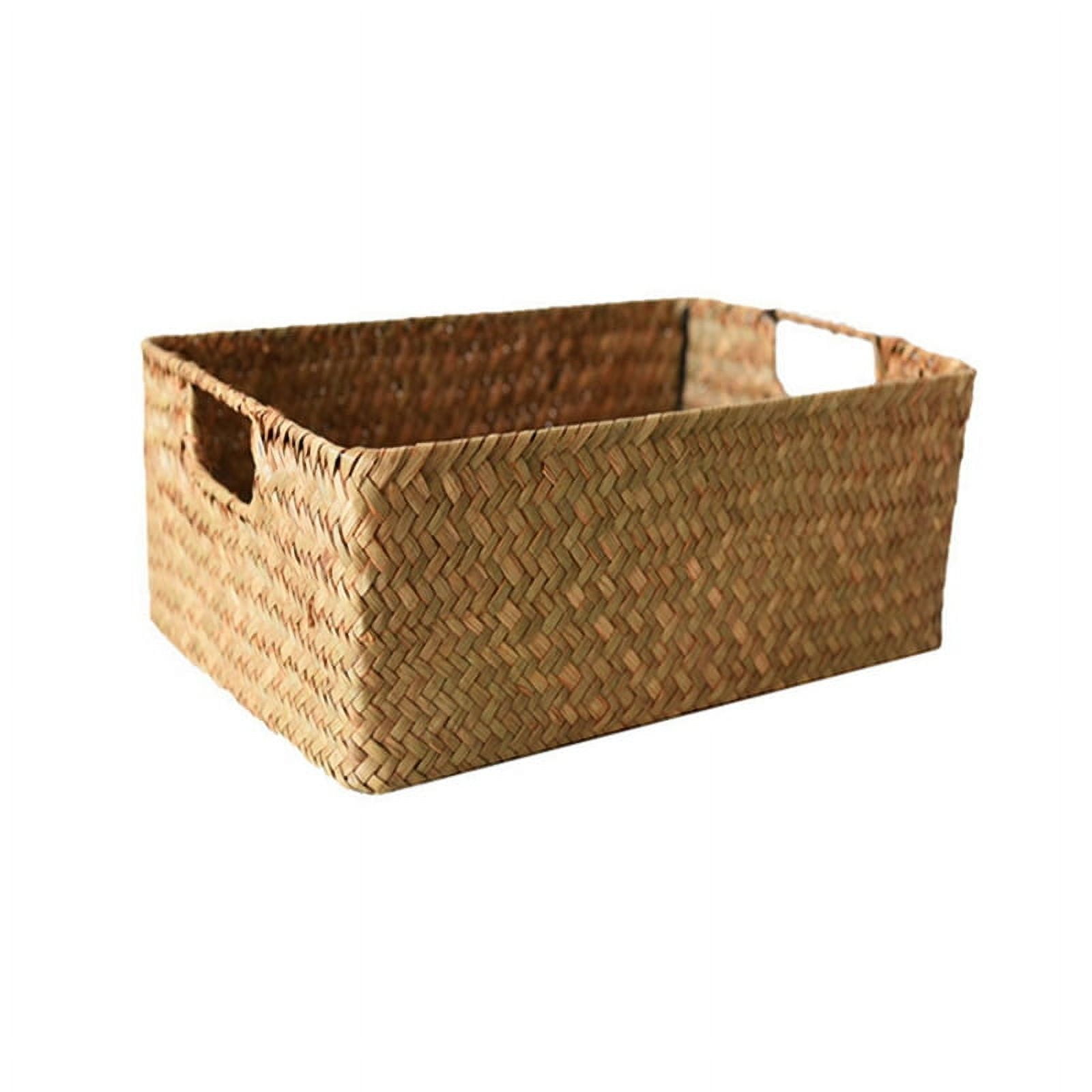 Woven Seagrass Basket - Natural Straw Wicker Storage for Fruit, Bread, Towels Ideal for , A