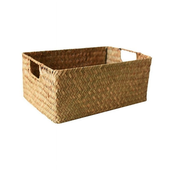 Woven Seagrass Basket - Natural Straw Wicker Storage for Fruit, Bread, Towels Ideal for , A