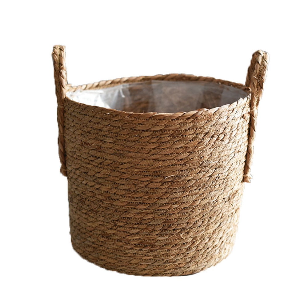 Woven Seagrass Basket with Handles Liner for Plant Pot,Natural Seagrass ...