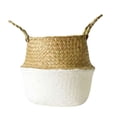thumbnail image 1 of Woven Seagrass Belly Basket 13x11 Inch White with Handles for Plant Pot Cover and Boho Home Storage, 1 of 7