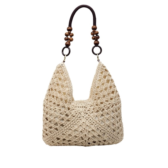 Woven Shoulder Bag Large Capacity Tote Purse Lightweight Underarm Handbag For Commuting Travel