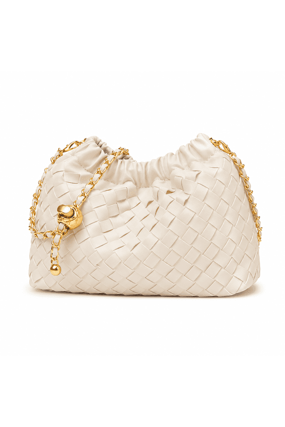 Woven Shoulder Bag for Women, PU Diamond Cloud Crossbody Purse, Handmade Texture Soft Shape Handbag for Daily Outing, Shopping, Travel, 7.9 x 3.1 x 5.5 in