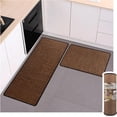 thumbnail image 1 of Woven Sisal Style Kitchen Rug Set - 2PCS (17x47 & 17x29), Farmhouse Style, Non-Printed Surface, Non-Slip, Machine Washable, Brown, 1 of 6