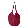 thumbnail image 1 of Woven Soft Large Straw Shoulder Bag Boho Straw Handle Tote Retro Summer Beach Bag Rattan Handbag, Hot Pink, 1 of 6