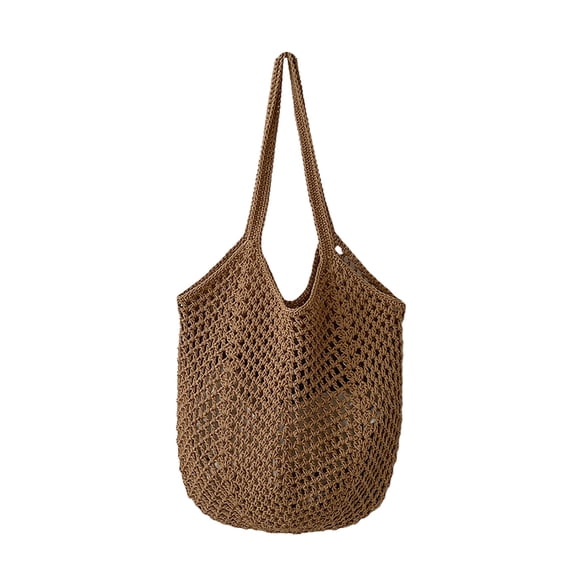 Woven Soft Large Straw Shoulder Bag Boho Straw Handle Tote Retro Summer Beach Bag Rattan Handbag, Khaki