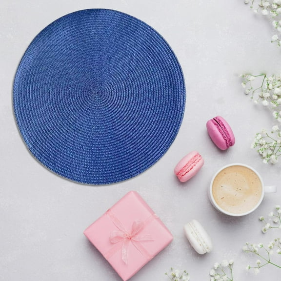 Kitchen Placemat Woven Spiral Table Placemats 15 Inches Round Set Of 4 Non Slip Dining & Kitchen Table Mats,Blue Kitchen Placemat