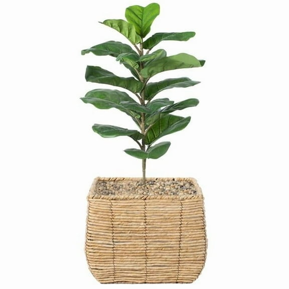 Woven Square Flower Pot Planter with Leak-Proof Plastic Lining - Large