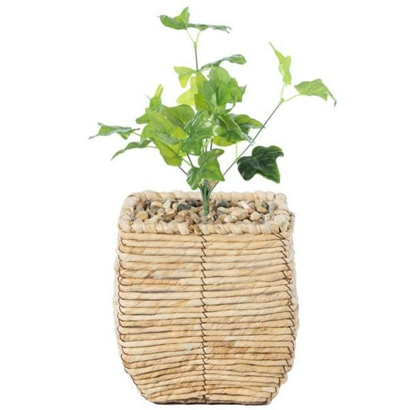 Woven Square Flower Pot Planter with Leak-Proof Plastic Lining - Small