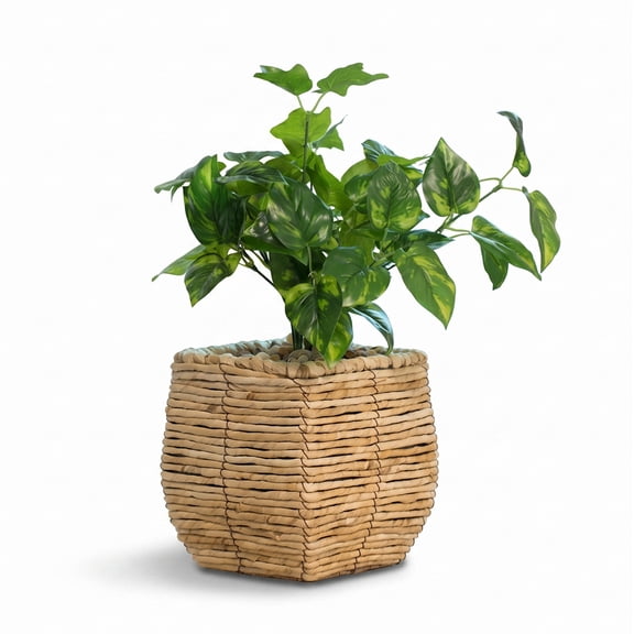 Woven Square Flower Pot Planter with Leak-Proof Plastic Lining