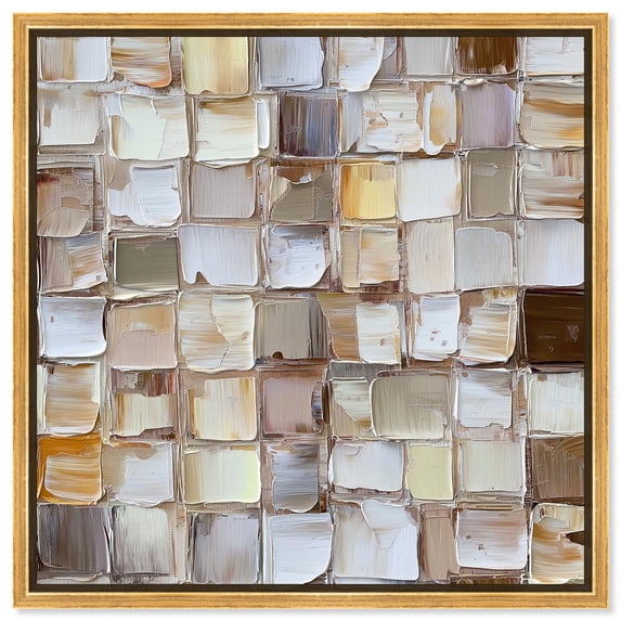 Woven Stone Canvas Boho Golden Art by Art Remedy, Gold Frame, 40 x 40