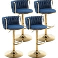 Woven Stools Set of 4 Counter Height Stools with Low Back Gold Swivel
