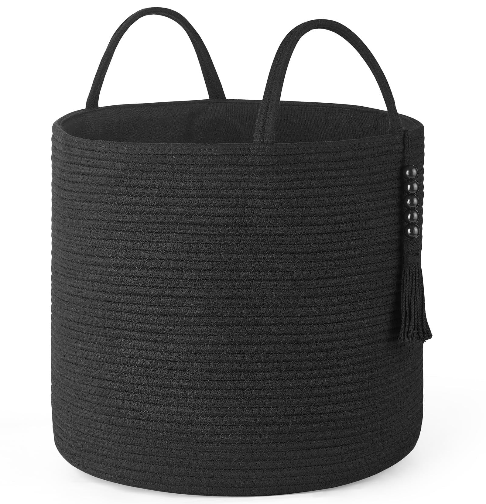 Woven Storage Basket 16" W × 13.8"L Black Decorative Organizer