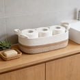 thumbnail image 1 of Woven Storage Basket for Bathroom, Toilet Tank Organizer Bin, Decorative Rope Basket for Countertops, Versatile Home Decor Tidying Container for Living Room, Bedroom Shelves, 1 of 6