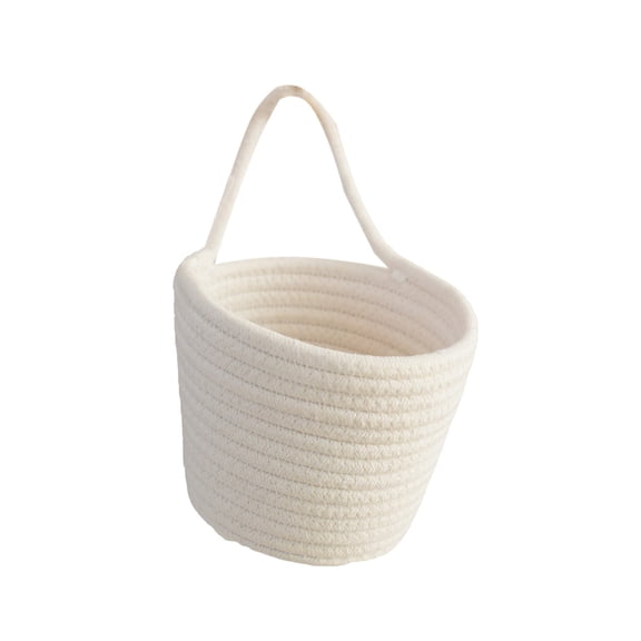 Woven Storage Basket, Cotton Rope Organizer, Hanging Wall Storage Basket, Decorative Storage Container With Lightweight Durable Design For Cosmetics Snacks And Small Items