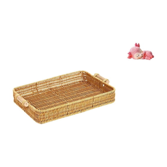 Woven Storage Basket Deer Sculpture Serving Tray with Lightweight Resin Material for Kitchen Dining Home Decor