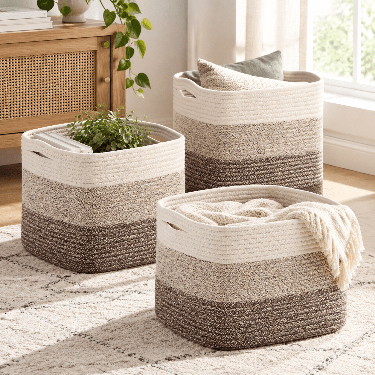 Woven Storage Basket, Gradient Brown, 14.8