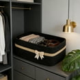 thumbnail image 1 of Woven Storage Basket with Handles for Holiday Organization,Natural Fiber Decorative Bin for Gift Wrapping and Home Decor,Multipurpose Container for Toys,Blankets and Household Items(Black), 1 of 7