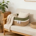 thumbnail image 1 of Woven Storage Basket with Handles for Holiday Organization,Natural Fiber Decorative Bin for Gift Wrapping and Home Decor,Multipurpose Container for Toys,Blankets and Household Items(Green), 1 of 7