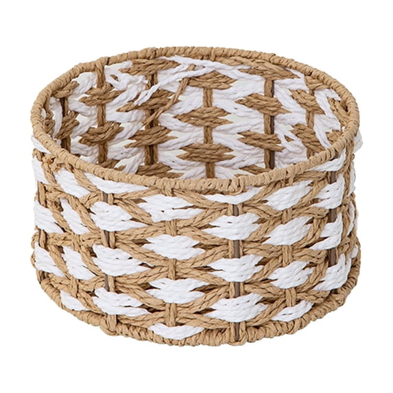 Woven Storage Basket, Natural Desk Organizer Tray, Small Item Storage Basket for Coffee Table, Shelf and Countertop, Versatile Catch All for Home Decor
