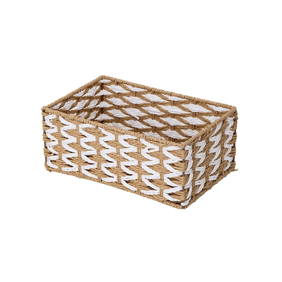 Woven Storage Basket, Natural Desk Organizer Tray, Small Item Storage Basket for Coffee Table, Shelf and Countertop, Versatile Catch All for Home Decor